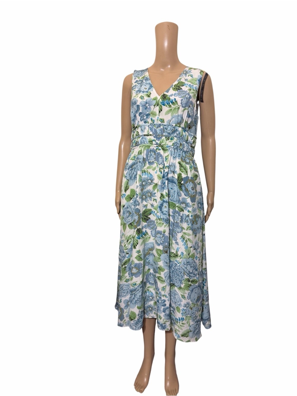 NWT Elie Tahari Blue Floral Sleeveless Midi Dress Garden Party Resort - Picture 2 of 9